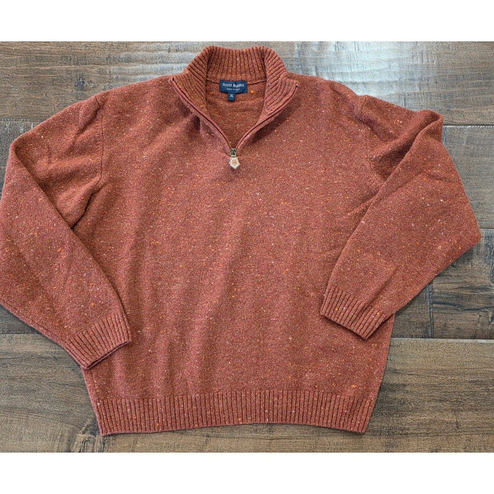 Preppy Cabin Scott Barber Italy Cashmere Merino Wool 1/4 Zip Burnt Orange XL